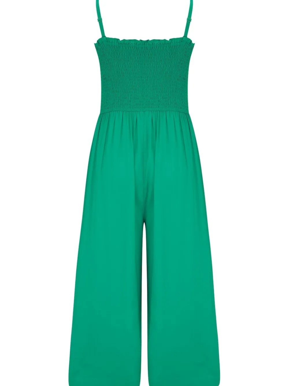 Pour Moi Green Strapless Shirred Bodice Crop Leg Beach Jumpsuit Best