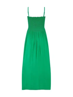 Pour Moi Green Strapless Shirred Bodice Woven Maxi Beach Dress Discount