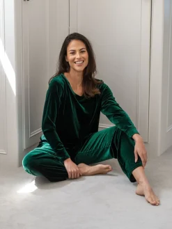 Pour Moi Velour Lounge Pyjamas Set Green Sale