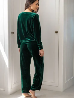 Pour Moi Velour Lounge Pyjamas Set Green Sale