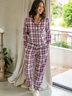 Pour Moi Cosy Check Brushed Cotton Pyjamas Gift Set Pink Best