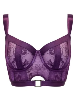 Pour Moi Non Padded India Embroidery Underwired Bustier Bra Purple Clearance