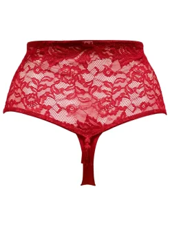 Pour Moi High Waist For Your Eyes Only High Waist Crotchless Thong Red Sale