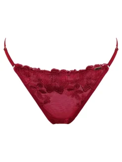 Pour Moi India Bold Floral Embroidery Thongs Red Sale