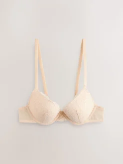Next Praline Nude & White Push Up Plunge Lace Bras 2 Pack Praline Nude & White Clearance