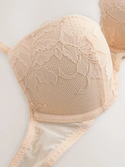 Next Praline Nude & White Push Up Plunge Lace Bras 2 Pack Praline Nude & White Clearance