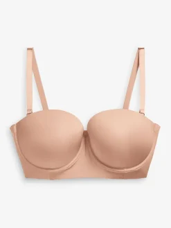 Next Praline Nude DD+ Light Pad Low Back Smoothing Strapless Bra New