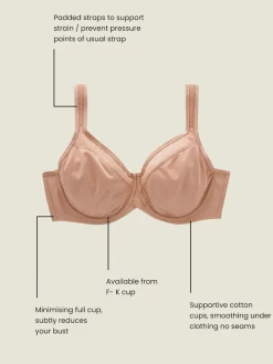 Next F-K Ultimate Support Cotton Minimiser Padded Strap Bra Praline Nude Hot