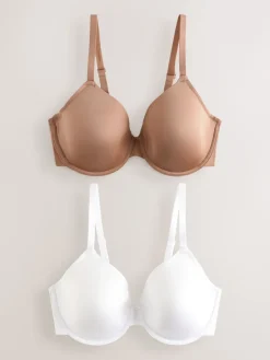 Next Praline Nude/White Full Cup A-E Smoothing Ultimate Comfort Bras 2 Pack New