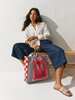 Next Print Sardine Print 100% Cotton Shopper Bag Hot