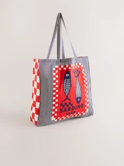 Next Print Sardine Print 100% Cotton Shopper Bag Hot