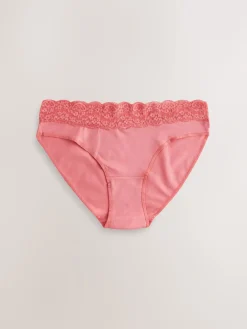 Next High Leg Cotton and Lace Knickers 7 Pack Printed Spot Sale