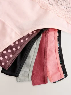 Next Thong Cotton and Lace Knickers 7 Pack Printed Spot Online