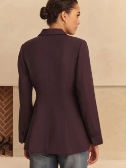 Next N.Premium Wool Blend Twill Blazer Purple