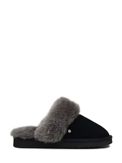Radley Maple Lane Shearling Cuff Mule Slippers Black Hot