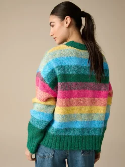 Next Crew Neck Jumper With Wool Rainbow Stripe Hot