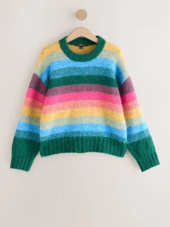 Next Crew Neck Jumper With Wool Rainbow Stripe Hot