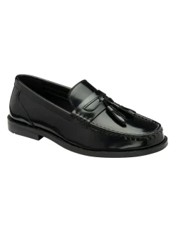 Ravel Chrome Black Leather Loafers New