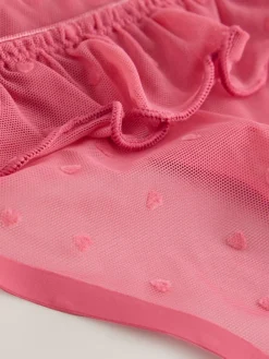 Next Red / Black Thong Heart Mesh Flocked Knickers 2 Pack Discount