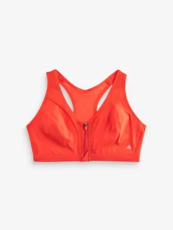 Next B-GG Active Sports High Impact Dry Tech Zip Front Bra Red New