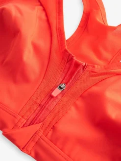 Next B-GG Active Sports High Impact Dry Tech Zip Front Bra Red New