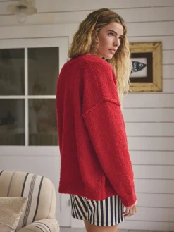 Next Boucle Cardigan Red Discount