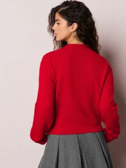 Next Red Cherry Buttons Crew Neck Knitted Cardigan With Wool Hot