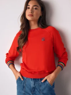 Next Red Cherry Soft Touch Crew Neck Cotton Rich Jumper Sale