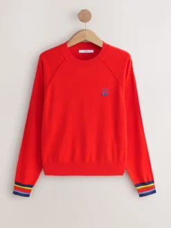 Next Red Cherry Soft Touch Crew Neck Cotton Rich Jumper Sale