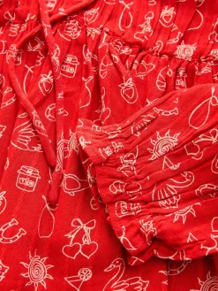 Next Long Sleeve Milkmaid Top Red Conversational Print Hot