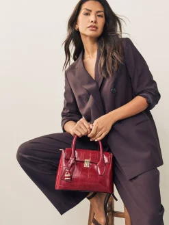 Next Croc Effect Hand Held Bag Red Outlet