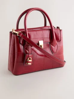 Next Croc Effect Hand Held Bag Red Outlet