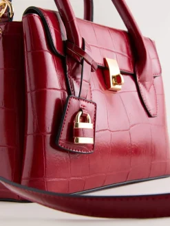 Next Croc Effect Hand Held Bag Red Outlet