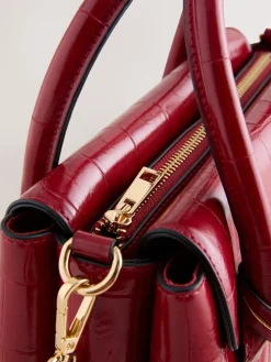 Next Croc Effect Hand Held Bag Red Outlet