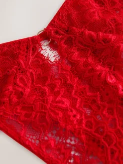 Next Crotchless Thong Lace Knickers Red Sale