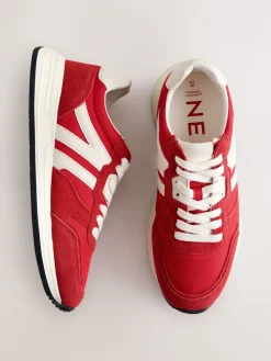 Next Forever Comfort® Leather Jogger Lace Up Trainers Red Best