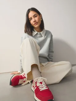 Next Forever Comfort® Leather Jogger Lace Up Trainers Red Best