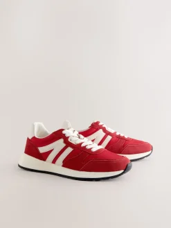 Next Forever Comfort® Leather Jogger Lace Up Trainers Red Best