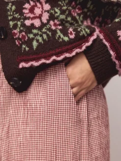 Next Gingham Wide Leg Trousers Red Online