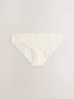 Next Red Heart/Green Check Bikini Cotton Lace Knickers 4 Pack