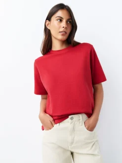 Next Red Heavyweight Short Sleeve Crew Neck T-Shirt Outlet