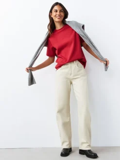 Next Red Heavyweight Short Sleeve Crew Neck T-Shirt Outlet