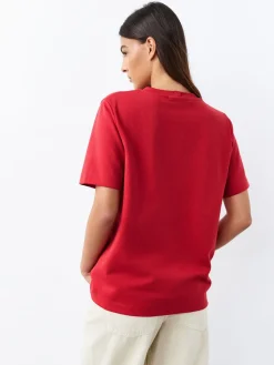 Next Red Heavyweight Short Sleeve Crew Neck T-Shirt Outlet