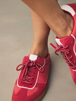 Next Red Lace-Up Trainers Discount