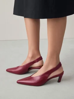 Next Leather Pointed Toe Slingback Heels Red Outlet
