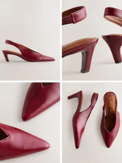 Next Leather Pointed Toe Slingback Heels Red Outlet