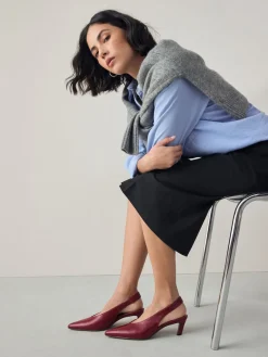 Next Leather Pointed Toe Slingback Heels Red Outlet