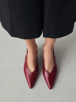 Next Leather Pointed Toe Slingback Heels Red Outlet