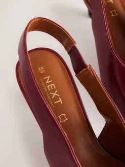 Next Leather Pointed Toe Slingback Heels Red Outlet