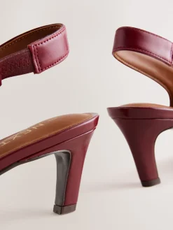 Next Leather Pointed Toe Slingback Heels Red Outlet